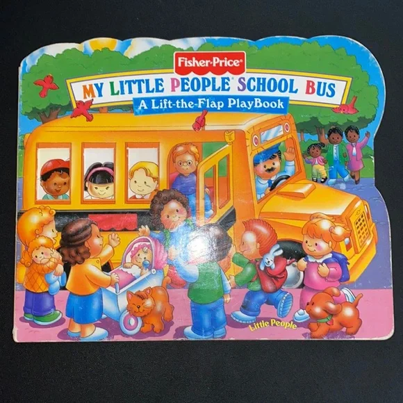VINTAGE Fisher-Price My Little People School Bus A Lift-the-Flap PlayBook